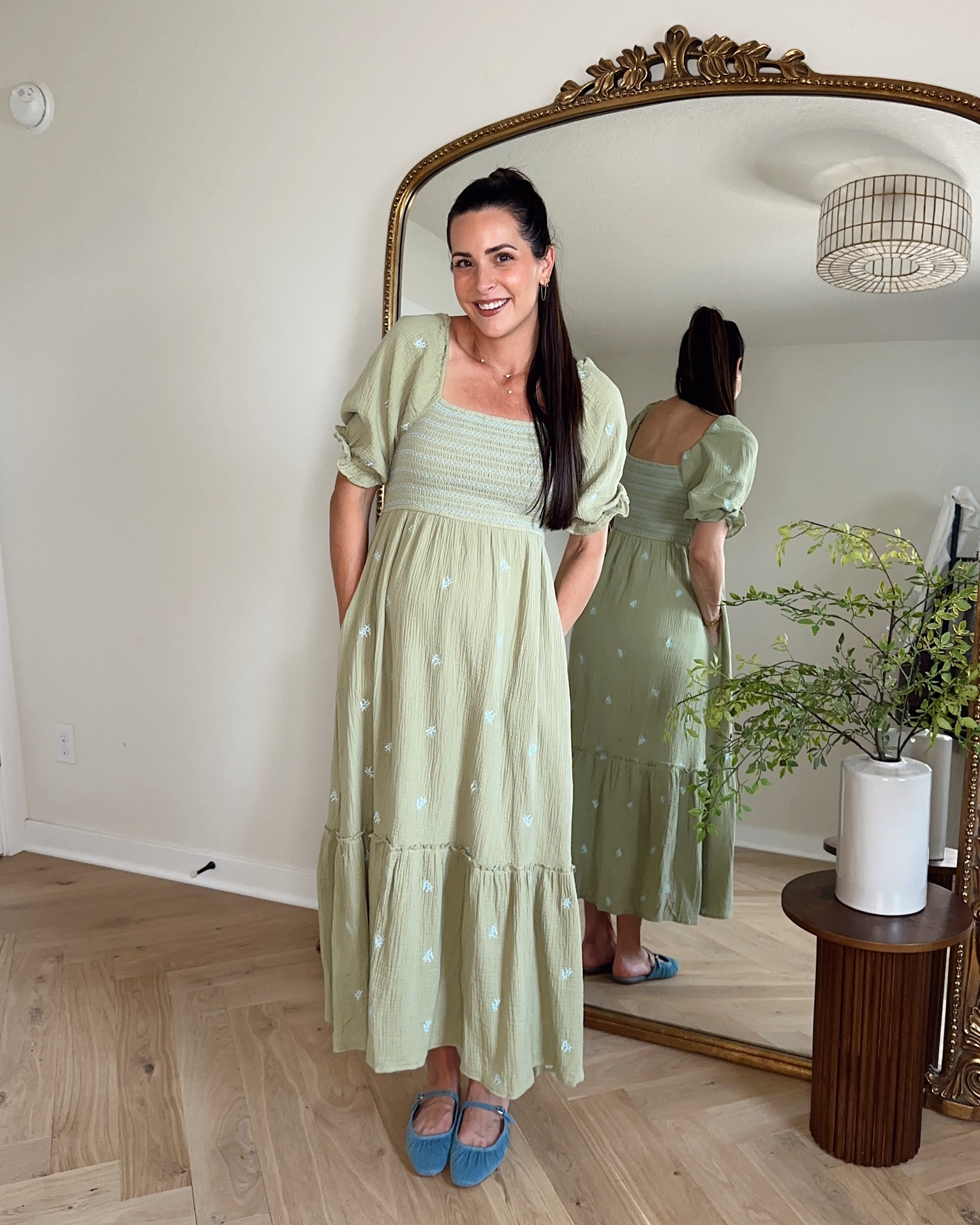 Teacher outfit idea 🍎 

This dress can be worn while pregnant or not! I also linked the Amazon version. I’m wearing the Pink Blush one in my true size S! 
Mules: size up half 

Teacher style / summer dress / family photos dress / Baby shower dress / maternity 

#LTKStyleTip #LTKBacktoSchool #LTKBump