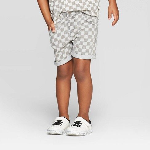 Toddler Boys' Checkered Jean Shorts - art class™ White/Dark Gray | Target