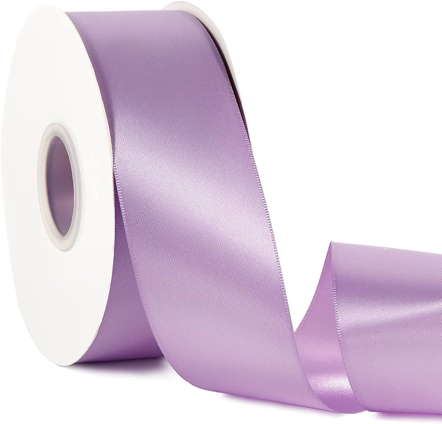 Light Purple 2" X 50 Yards Solid Color Satin Ribbon, Double Faced High Density Polyester Fabric R... | Amazon (US)