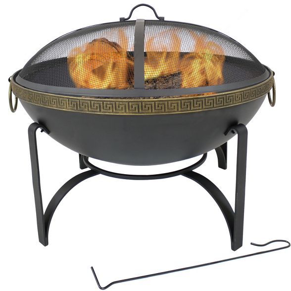 Sunnydaze Outdoor Camping or Backyard Steel Contemporary Fire Pit Bowl with Handles and Spark Scr... | Target