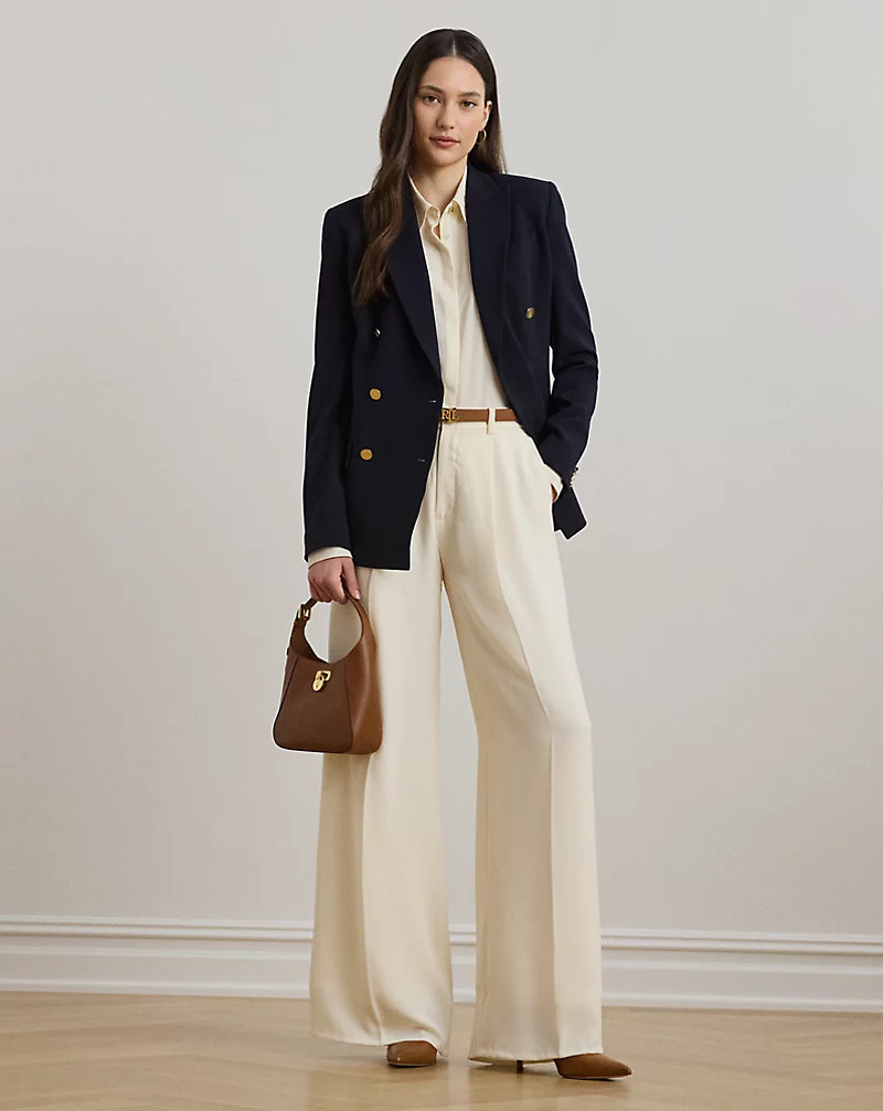 Double-Faced Georgette Wide-Leg Trouser for Women | Ralph Lauren® UK | Ralph Lauren (UK)
