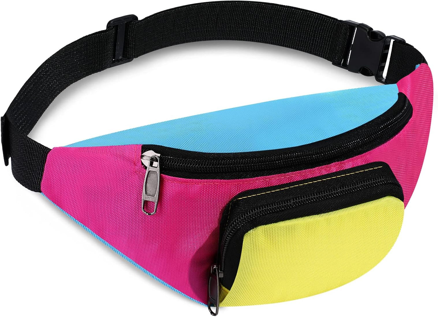 80s Retro Neon Fanny Pack 2 Pockets Hands Free Belt Bags 80s Costumes for Women Men Kids Waist Pa... | Amazon (US)