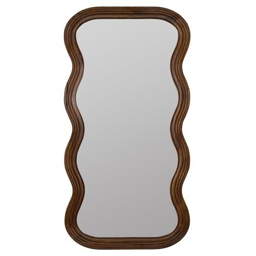 Haven Coastal Beach Walnut Mango Wood Frame Floor Mirror | Kathy Kuo Home