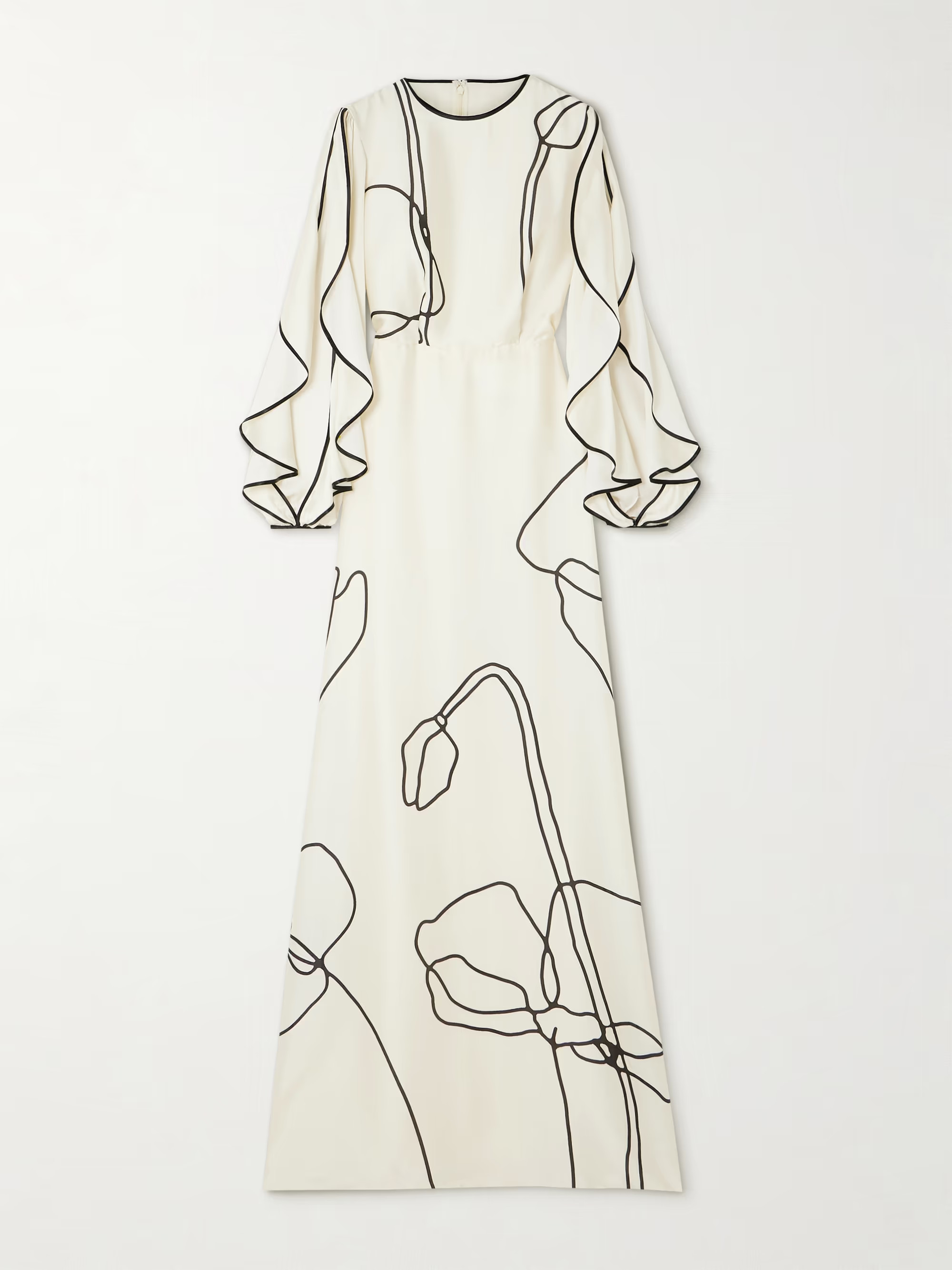 Priela ruffled floral-print satin gown | NET-A-PORTER (US)