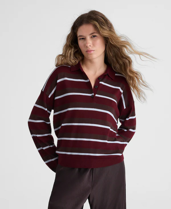 Striped Polo Sweater in 100% Merino Wool | Madewell