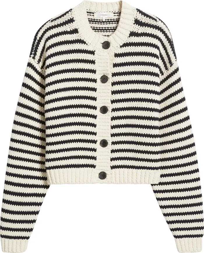 FRAME The Stripe Chunky Cotton Cardigan | Nordstrom | Nordstrom