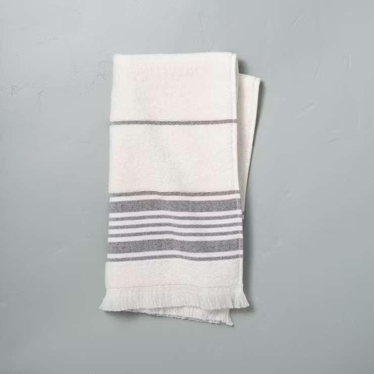 Multistripe Bath Towels Cream/Gray - Hearth & Hand™ with Magnolia | Target