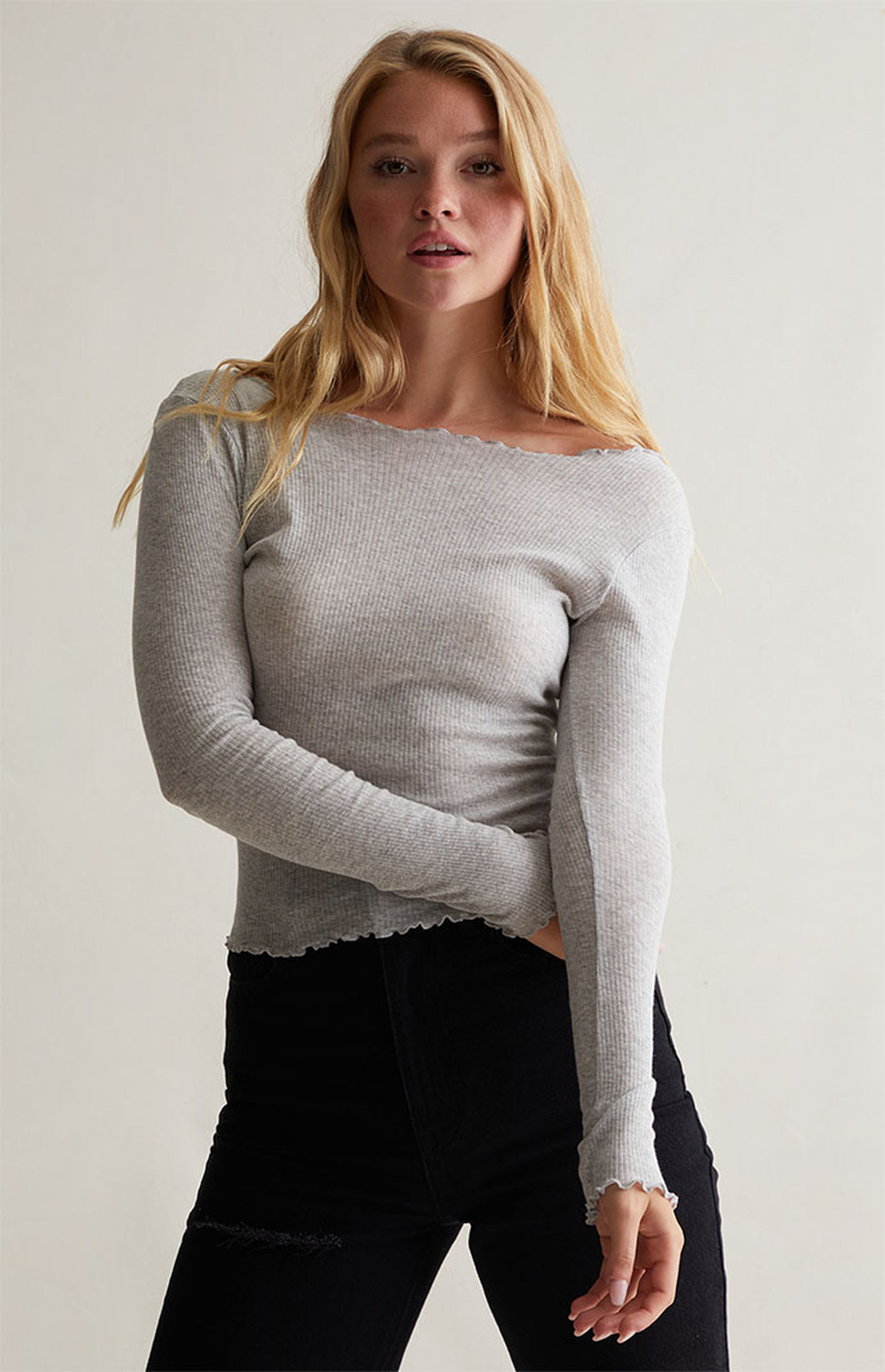 Dove Lettuce Edge Long Sleeve Top | PacSun