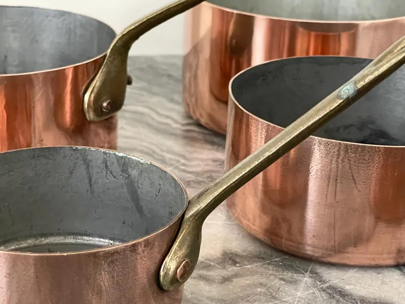 Antique Copper Measuring Pots Set of 5 – Tinned Copper with Brass Handles – 19th Century Fren... | Etsy (US)