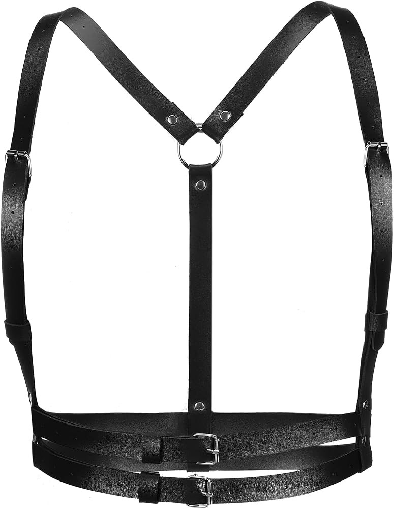 Waist Punk Chain Belt Harness Belt Waist Leather Belly Body Black Goth Rave Adjustable Body Jewel... | Amazon (US)