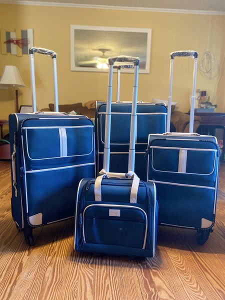 Our new luggage! I love the color! Navy with cream trim. It’s Coolife soft side 4 piece luggage set. Includes a 28 inch, 24 inch, 20 inch carryon and a 15 inch. All have spinner wheels, handles and TSA locks. 

#LTKfamily #LTKFind #LTKtravel