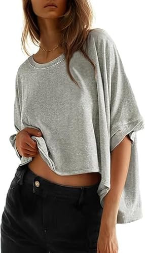 Dokotoo Summer Shirts 2026 Womens Solid T Shirts for Women Loose Oversized Tops Basic Tee | Amazon (US)