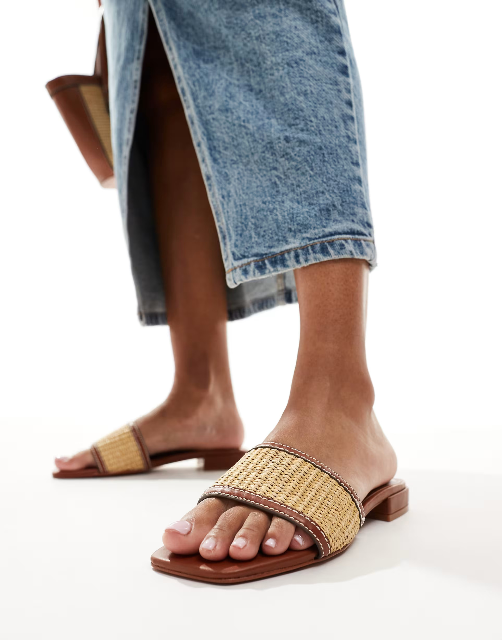 Mango raffia heeled mule in tan  | ASOS | ASOS (Global)