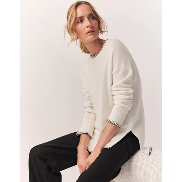 Contrast Stitch Jumper with Cashmere | The White Company (UK)
