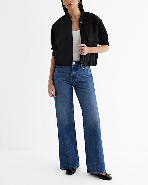 High Waisted Dark Wash Wide Leg Jeans | Express