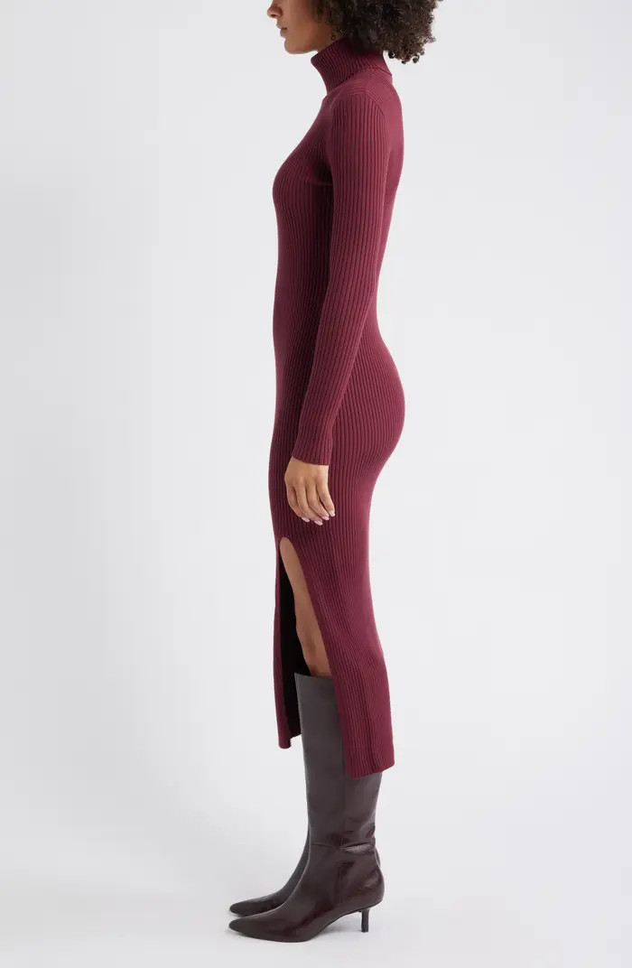 Rib Long Sleeve Turtleneck Sweater Dress | Nordstrom