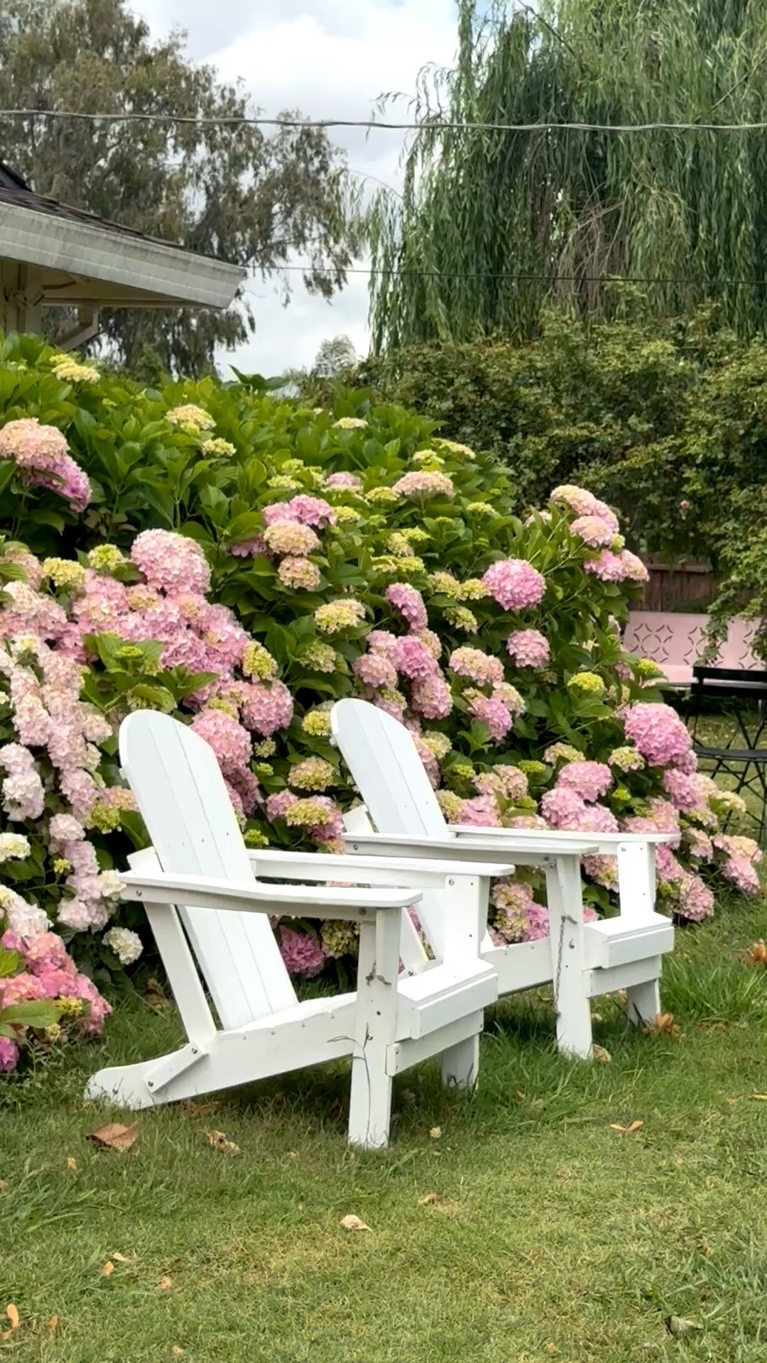 My coastal inspired pink hydrangea wall and white Adirondack chairs! 💗

#LTKSeasonal #LTKHome #LTKSaleAlert
