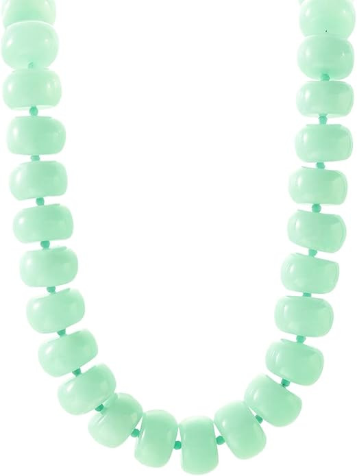 Miniature Semi-Precious Stone & Oversized Multi-Color Resin Bead Statement Necklace - 17"+3" Exte... | Amazon (US)