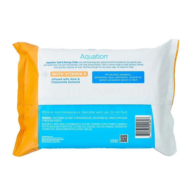 Aquation Extra Large XL Cleansing & Soothing Body Cloths Wipes 50 Count, 2 Pack | Walmart (US)