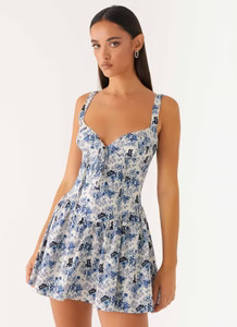 Nash Bust Mini Dress - Serene Sky Floral | Peppermayo (Global)