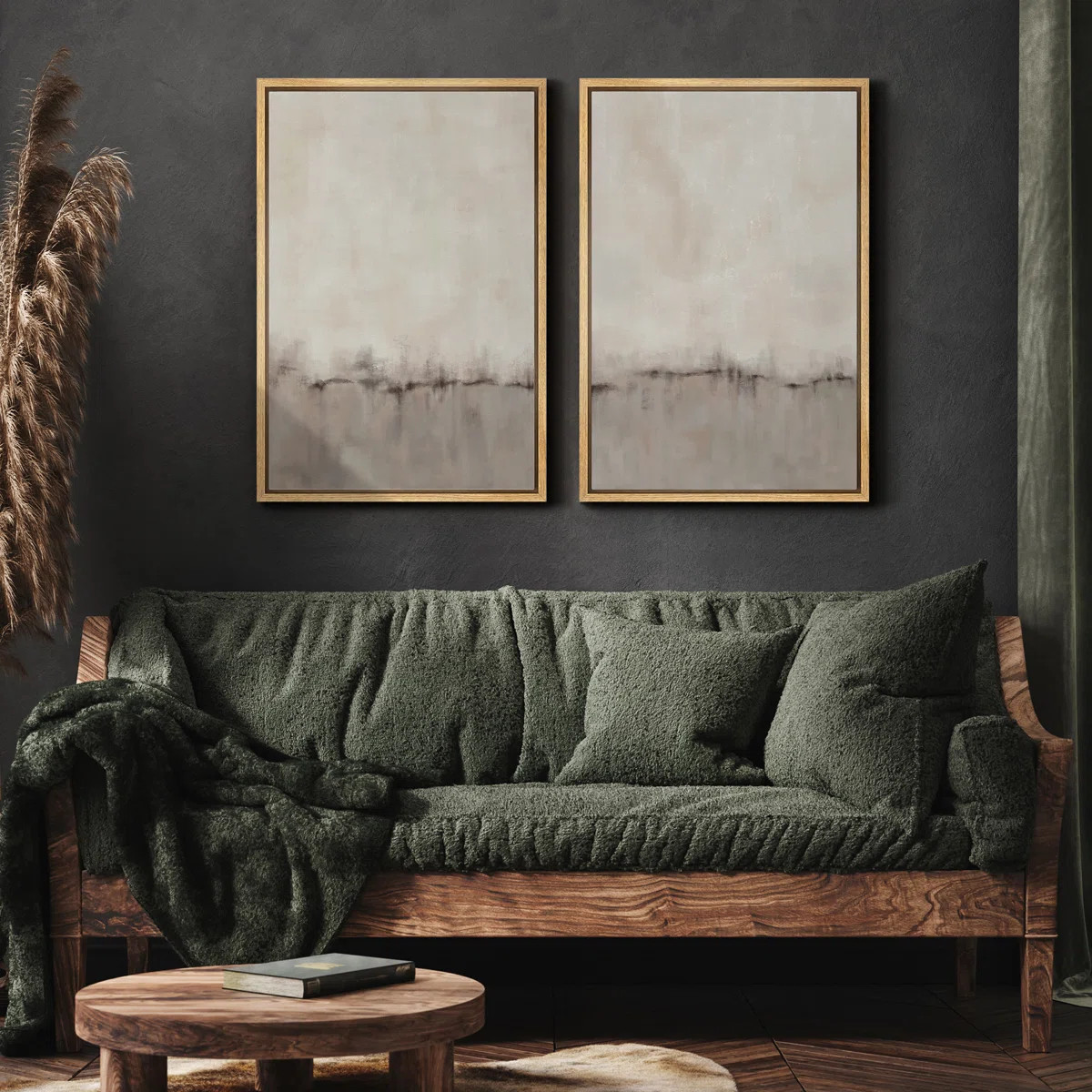 Duotone Tan Abstract Landscape Minimalist Neutral Framed Canvas 2 Pieces Print Modern Artworks | Wayfair North America
