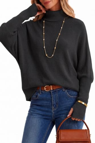 Arach&Cloz Women's Oversized Loose Fit Chunky Knit Casual Sweater Black XL | Amazon (US)