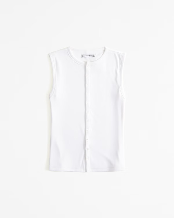 Button-Through Vest Rib Top | Abercrombie & Fitch (US)