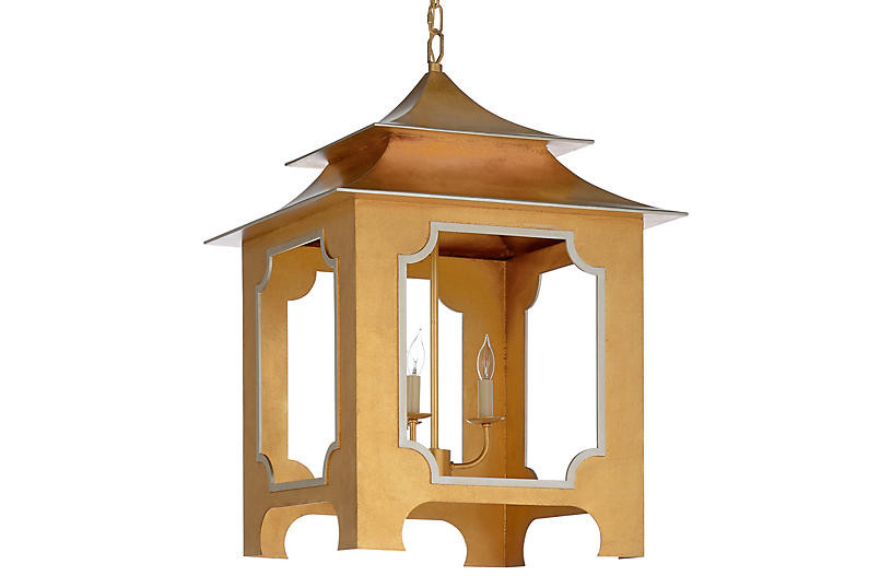Pagoda Lantern, Gold Leaf/Silver | One Kings Lane