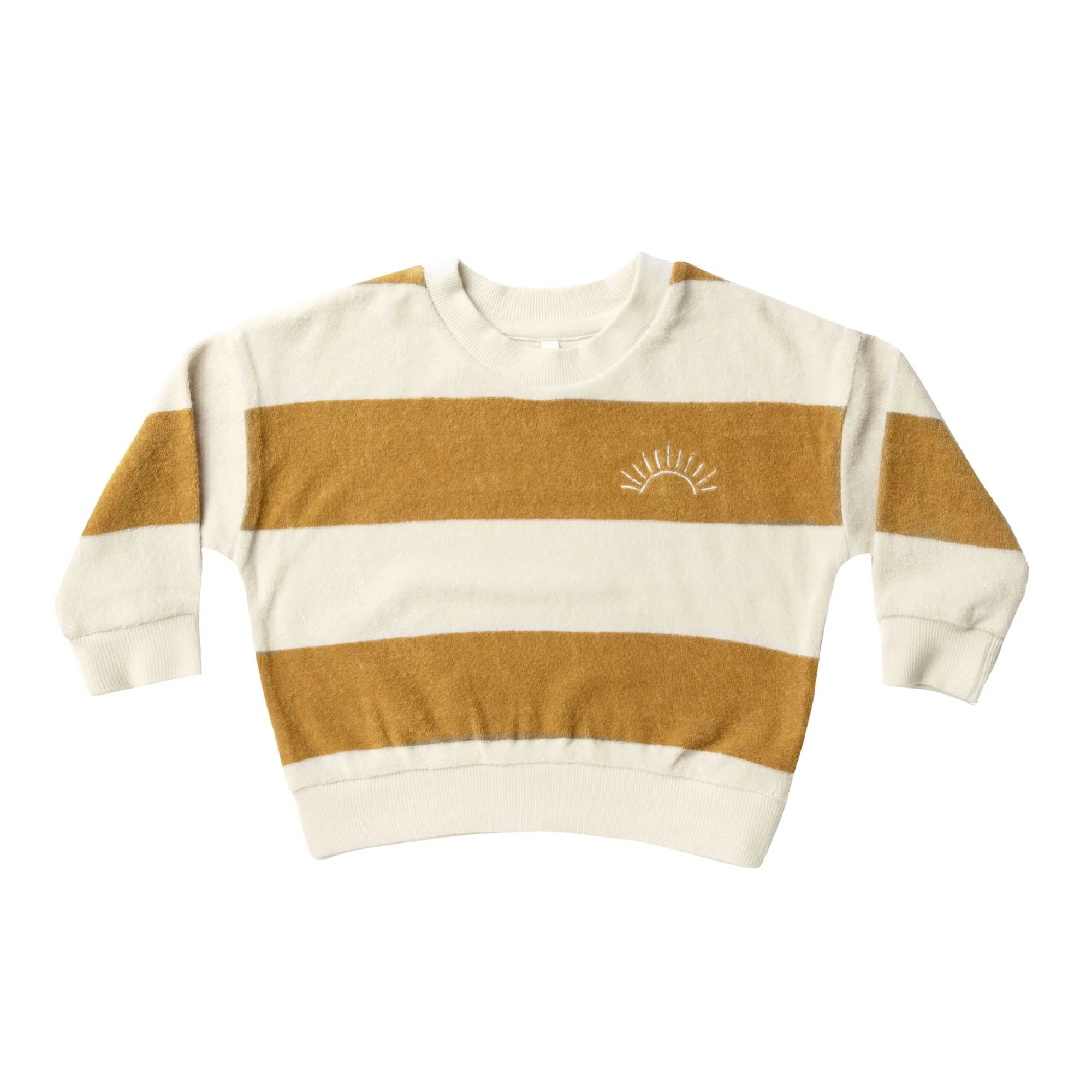 Rylee & Cru Terry Crewneck, Gold Stripe | SpearmintLOVE