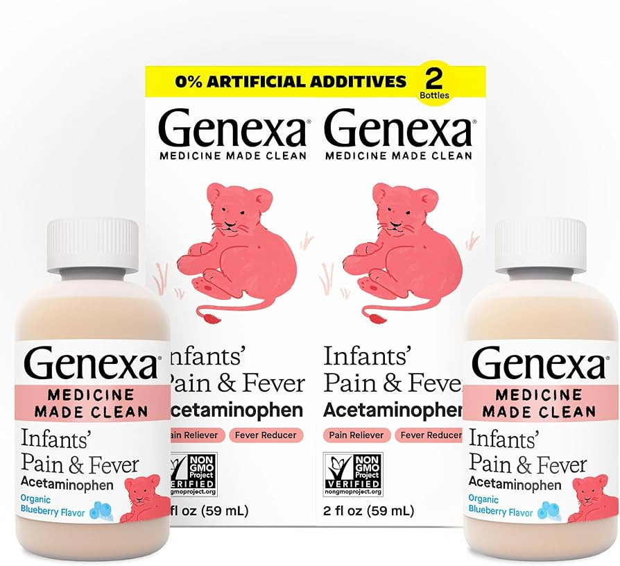 Genexa Infants’ Clean Pain & Fever Acetaminophen, 0% Artificial Additives, Dye Free, Delicious ... | Amazon (US)