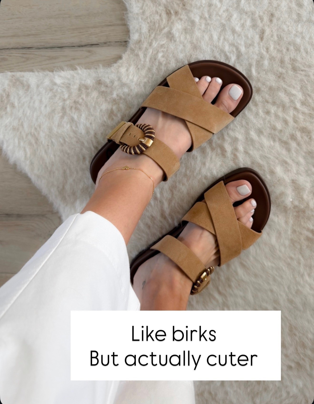 like your comfy go to sandals but way cuter 🤎these give that same easy, supportive feel but look so much more elevated with the straps and buckle detail. perfect for everyday, running around, or casual outfits you still want to look put together in

everyday sandals, comfortable sandals, birk style, casual outfit, neutral shoes, summer style, annabrstyle

#LTKootd #LTKSeasonal #LTKOver40
