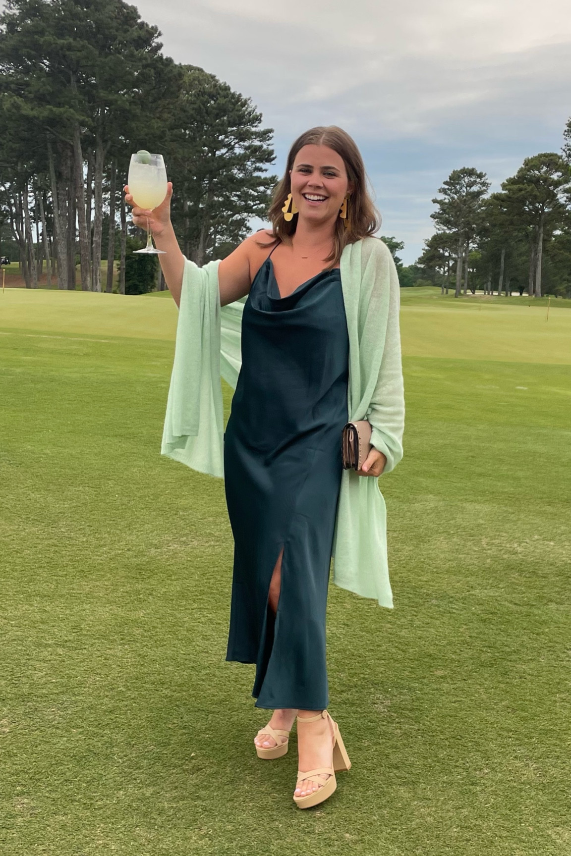 An easy wedding guest dress that can be worn with all kinds of accessories! I’m in a L. This color is sold out but comes in lots of others. Best part? Under $75! 

#LTKunder100 #LTKstyletip #LTKwedding