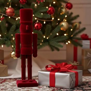 Luxury Red Velvet Nutcracker Soldier Figurine - 15 Inch Tall Wooden Christmas Decoration - Elegan... | Amazon (US)