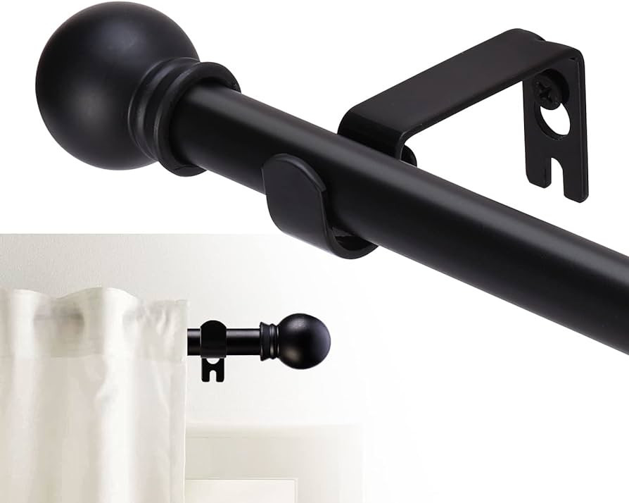 GXOACKJ Curtain Rods for windows 32-48 inch, 5/8 inch Decorative Curtain Rod Set, Matte Black Splici | Amazon (US)