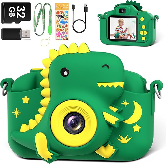 Kids Camera, Dinosaur Toddler Digital Camera for Ages 3-12 Boys Girls Childrens, Christmas Birthd... | Amazon (US)