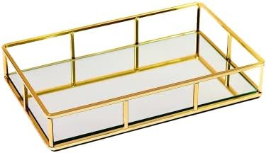 JollyCaper Gold Mirror Vanity Tray | Vintage Vanity Tray for Dressers in Rectangle Design | Jewel... | Amazon (US)