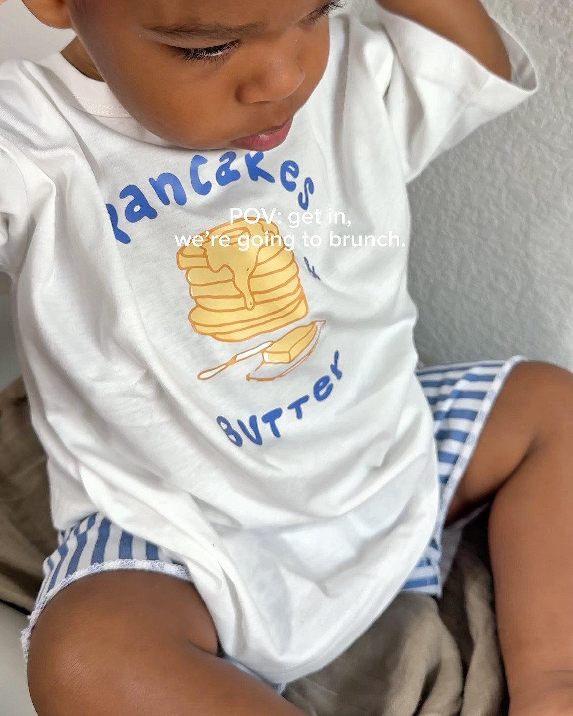 Sunday Brunch, but make it toddler sized. 🥞 🧈 
#toddlerfashion 

#LTKKids #LTKFamily