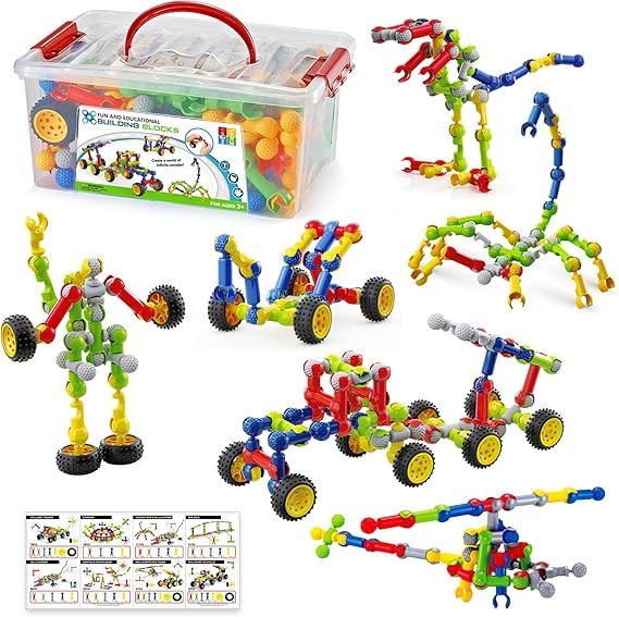 170 Pcs Building Toys for Kids Ages 4-8 with Toy Box Storage, Idea Guide, Building Blocks STEM To... | Amazon (US)
