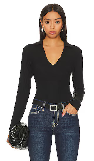 Elan Brushed Rib Top in Black | Revolve Clothing (Global)