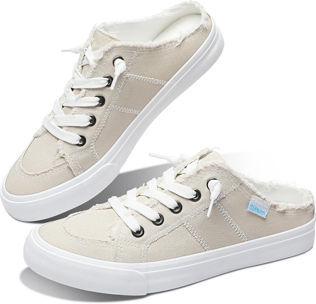 Obtaom Women Canvas Mules Memory Foam Clipper Fashion Sneakers Comfortable Slip-On Mule Backless ... | Amazon (US)