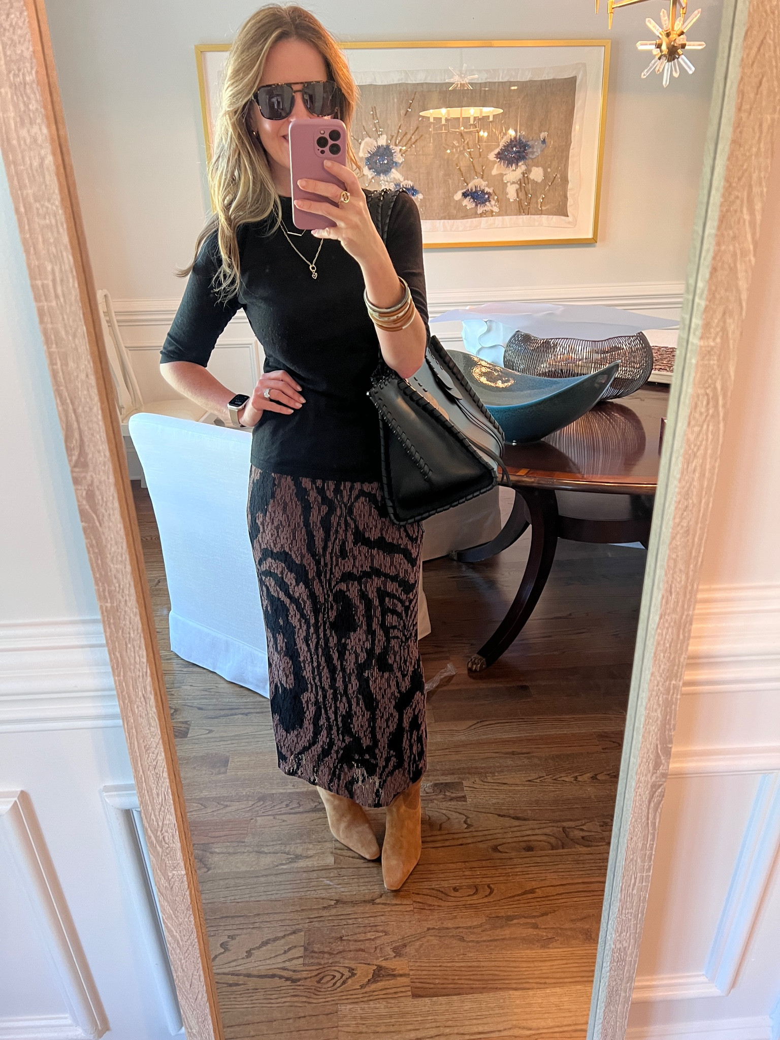 Workwear, casual outfit, date night. All the places you can go wearing this outfit.

Suede boots | skirt | midi skirt | black top | workwear | laptop bag

#LTKStyleTip #LTKWorkwear #LTKOver40