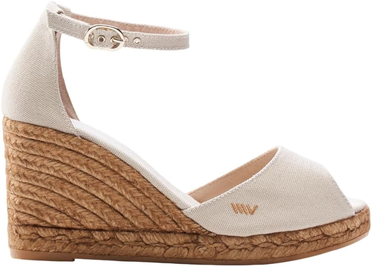 Viscata Aiguafreda Espadrille Canvas Wedges Spain Handmade 3 ½” Heel Women's Open Toe Sandals ... | Amazon (US)