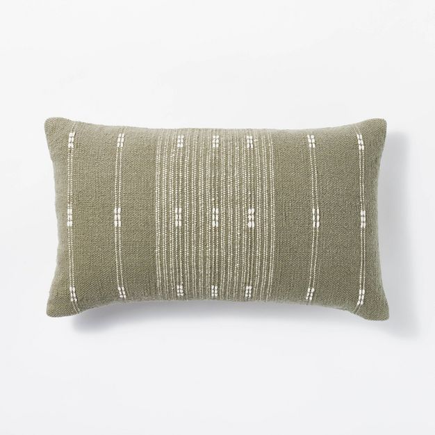Woven Cotton Slub Striped Throw Pillow Green/Cream - Threshold™ designed with Studio McGee | Target