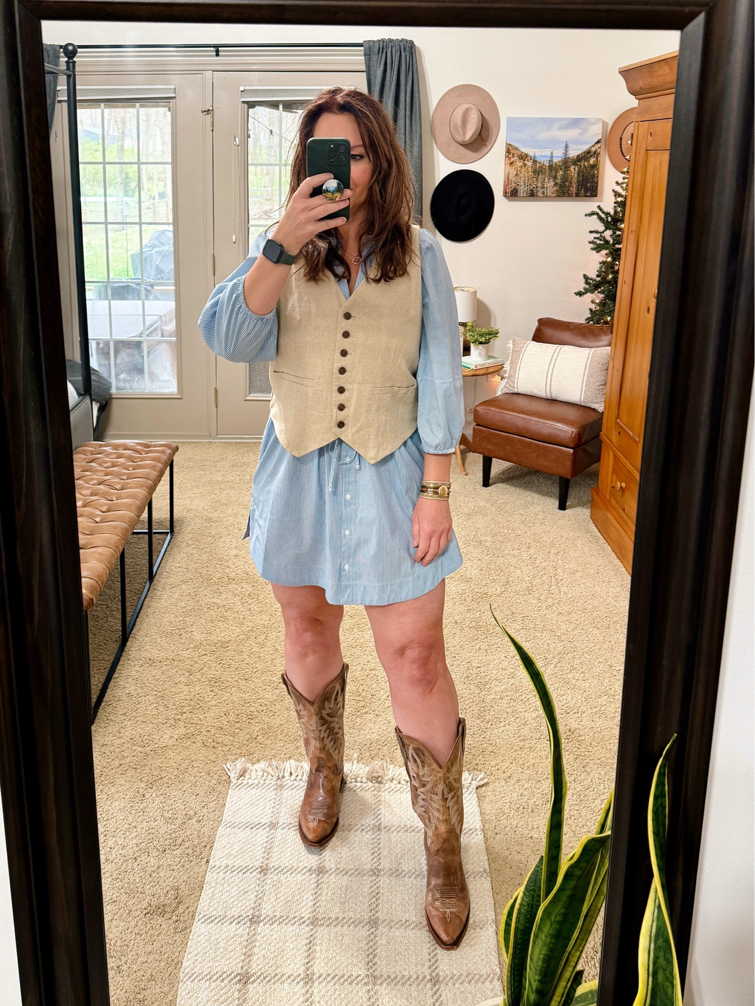 Country Concert Outfit. Spring outfit. Country wedding guest outfit. Barn party outfit. Wearing size L in dress + M in vest. Boots are TTS and come in wide calf  

#LTKFestival #LTKxTarget #LTKwedding
