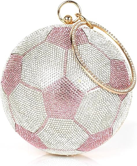 Women's Rhinestone Soccer Ball Clutch, Sparkling Sports Handbag with Chain for Wedding Party Prom | Amazon (US)
