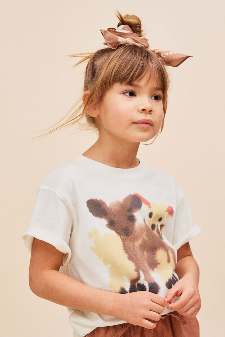Animal-motif T-shirt - White/goats - Kids | H&M US | H&M (US + CA)