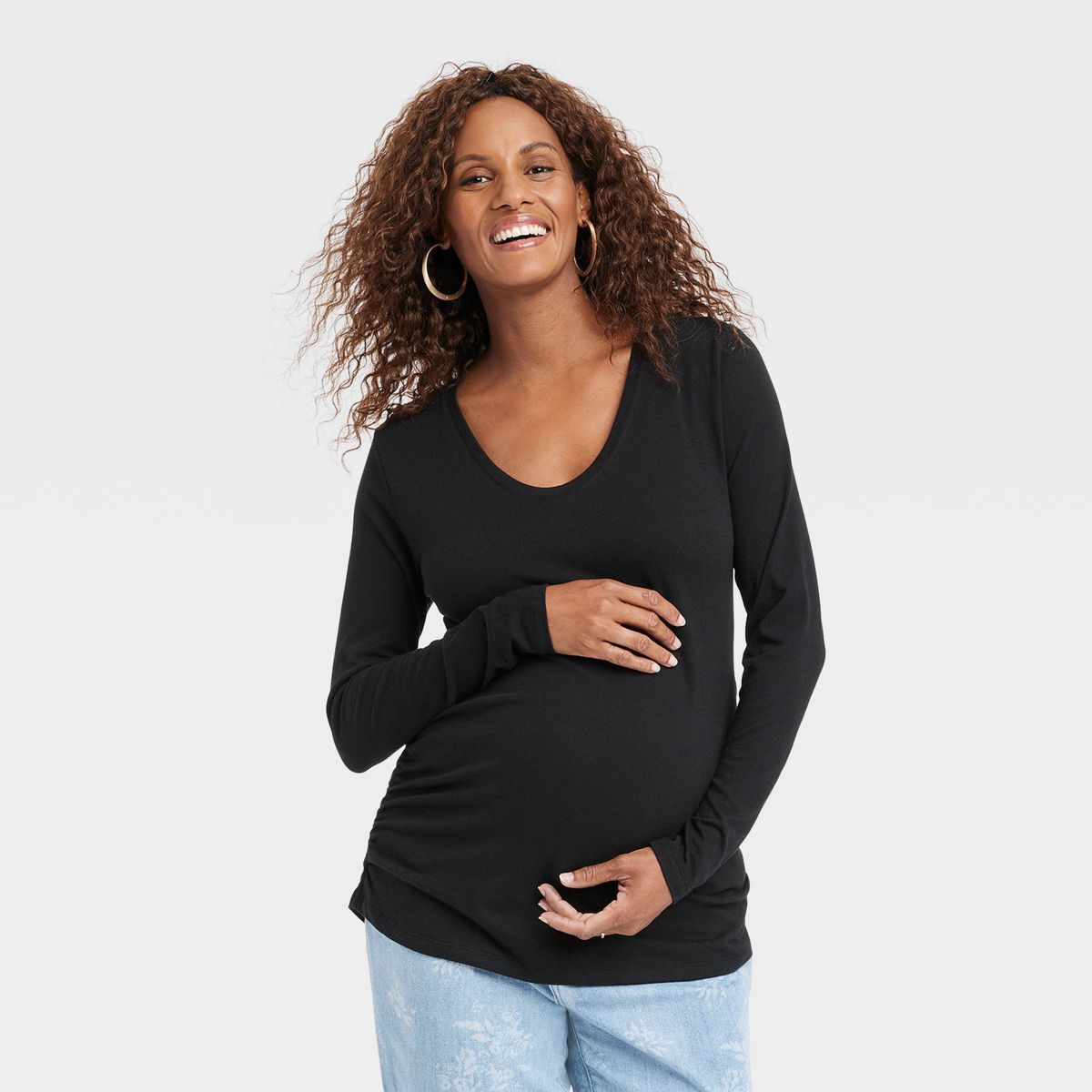Long Sleeve Scoop Neck Maternity T-Shirt - Isabel Maternity by Ingrid & Isabel™ | Target