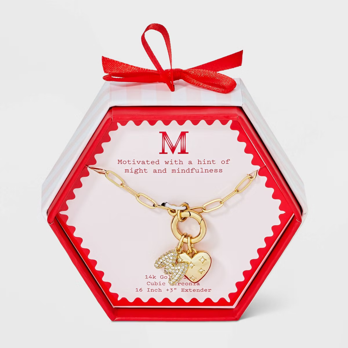 14K Gold Dipped Cubic Zirconia Puffy Heart Charm Initial Necklace - A New Day™ Gold | Target