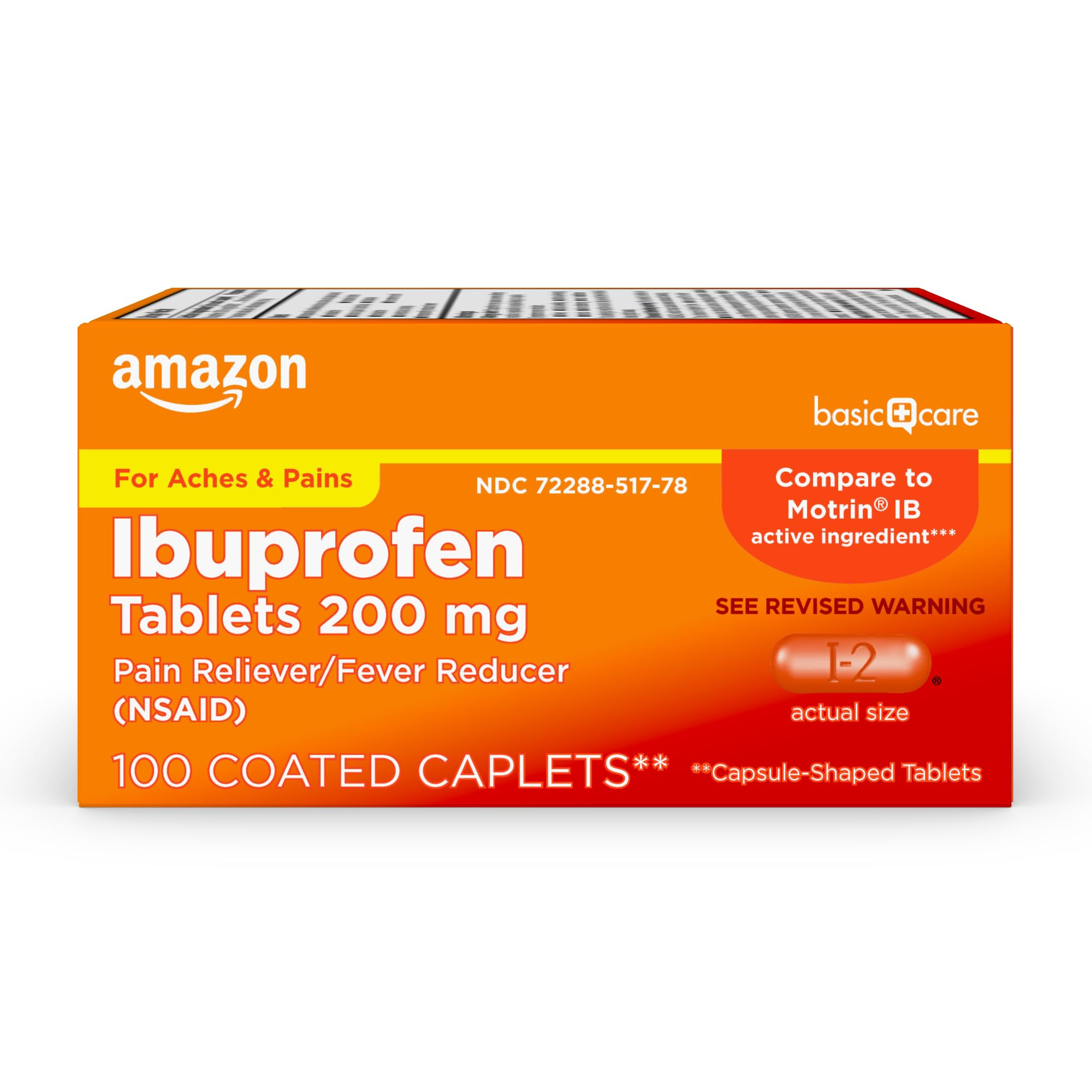 Amazon Basic Care Ibuprofen Tablets, 200 mg, Pain Reliever and Fever Reducer, For Arthritis, Toot... | Amazon (US)