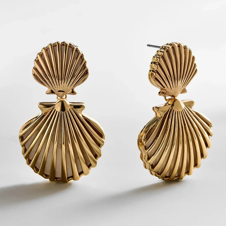 Marni Seashell Earrings - Gold/Pearl | BaubleBar